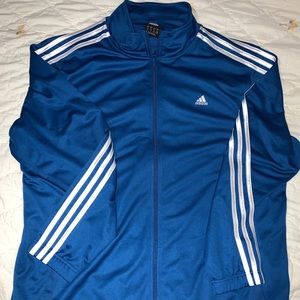 Adidas blue three stripe jacket
